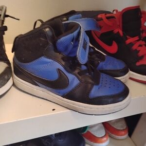 Kids Black and Blue High-Top Sneakers